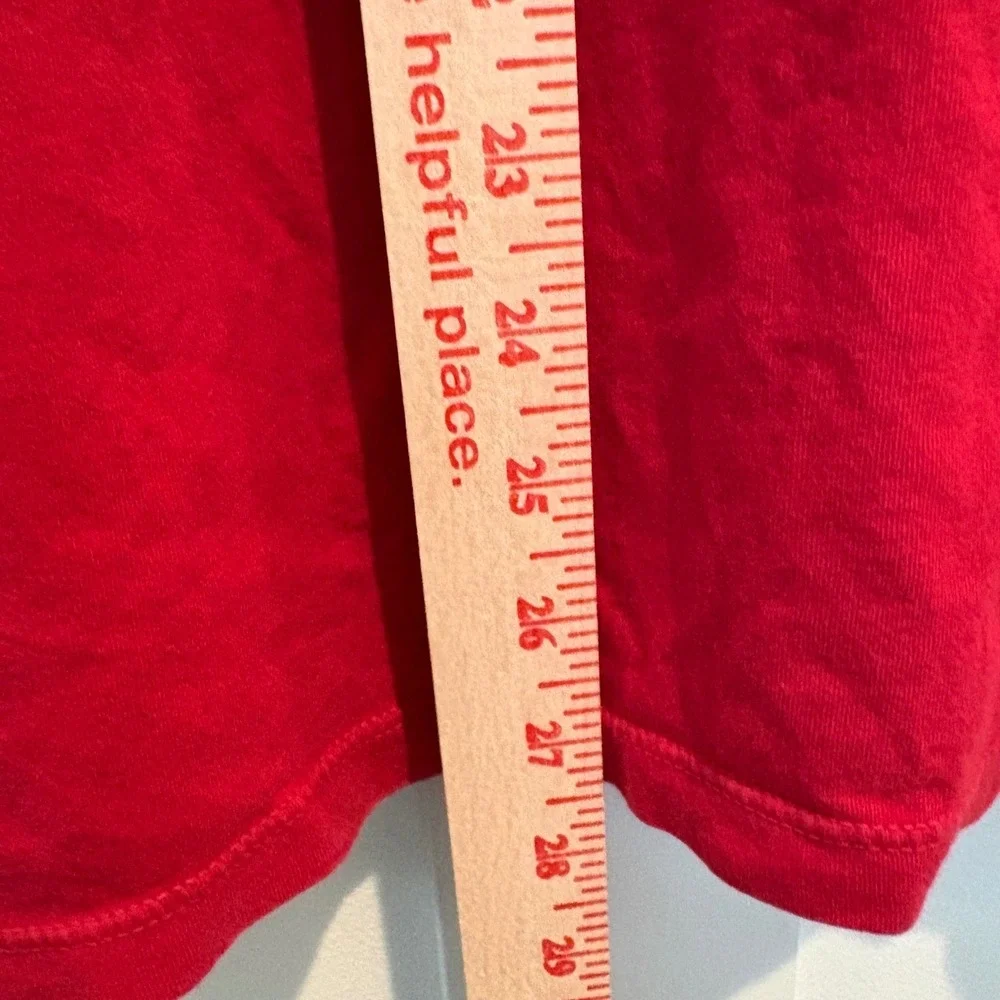 True Religion Men Large Red T Shirt Script Logo California Style USA Made Cotton